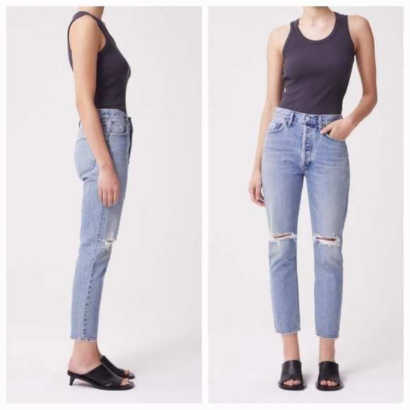 AGOLDE Riley High-Rise Straight Cropped Jeans in Escalate size 26 - Picture 10 of 13